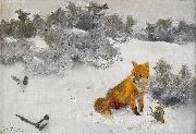 bruno liljefors Fox in Winter Landscape painting